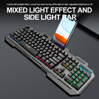 Clavier de jeu T-WOLF T16 104 touches, clavier filaire USB avec rétroéclairage LED et support pour téléphone, clavier pour jeux sur ordinateur de bureau