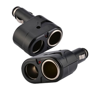 Divisor de Encendedor de Cigarrillos Doble <span class=keywords><strong>para</strong></span> Automóvil |   Adaptador de Enchufe de 1 a 2 Tomas |   Salida de 12V <span class=keywords><strong>para</strong></span> cámara de salpicadero, cargador, MP3 |   Negro, Indicador LED - Product Image 1