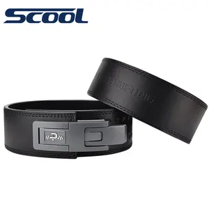 PD High Quality Gym Powerlifting Belt Cowhide Weightlifting Lever Buckle Powerlifting Belt 10mm 13mm Can Be Customized