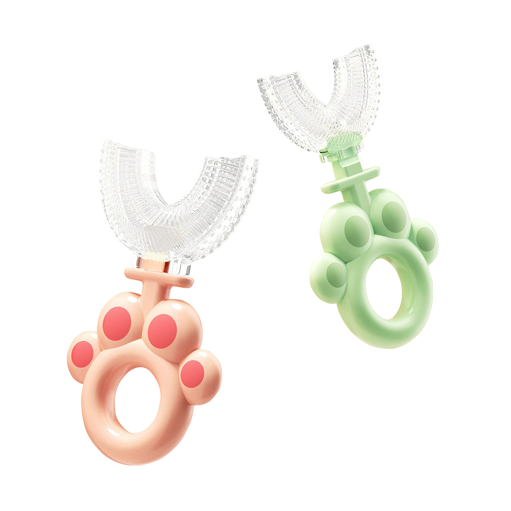 Детская U-образная зубная щетка, Детская 360 ручная Силиконовая зубная щетка с логотипом для путешествий