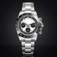 Reloj Deportivo de Buceo de Acero Inoxidable con Logotipo Personalizado Hercules para Movimiento Silver Panda VK63, Correa de Cuero con Cristal, Analógico, 50 Bar