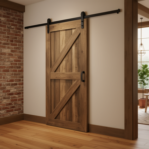 Kit de Herrajes para Puerta Corredera de Granero, 8 Pies, Capacidad de Carga de 330 Libras, Polea Suave y Silenciosa para Puertas de Granero Interiores de 3.7-4.3 Pies de Ancho - Product Image 2