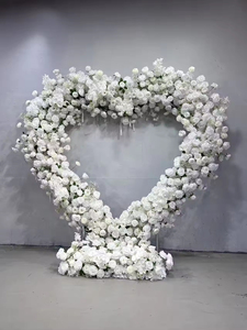 Sfondi per Archi Floreali Artificiali a Forma di Cuore di Alta Qualità, Archi Floreali Nuziali a Forma di Cuore con Rose Rosse all'Ingrosso - Product Image 6