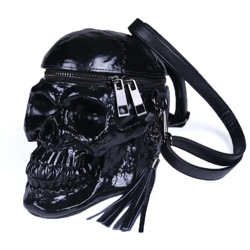 3D Skull Shoulder Bag Crossbones Messenger Bag Handbags For Men Women Fashion Street Leather Zipper Handbags Punk gothic Bag