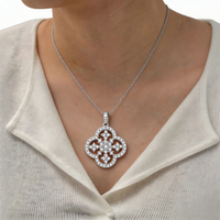 QX OEM 925 Silber Luxus Zirkon Mode Maßgefertigte Schmucksets Damen Verlobungs- und Hochzeitsohrringe Halsketten Durchbrochene Blumen