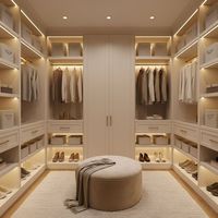 Armoire symétrique de luxe moderne Vermonhouzz, finition laquée couleur unie avec portes sculptées et éclairage LED à capteur