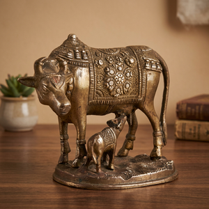 Estatua Decorativa de Metal Hecha a Mano, de Bronce Indio Antiguo, con Diseño de Vaca y Ternero, para Decoración del Hogar - Product Image 3