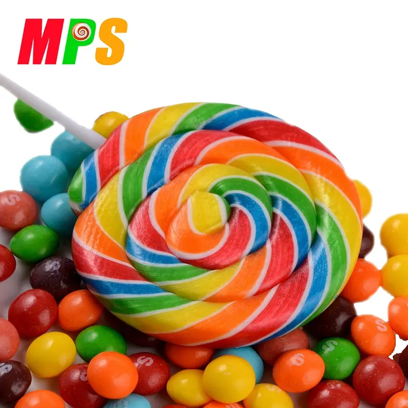 Fruit Multicolor handmade hard swirl flat giant lollipop