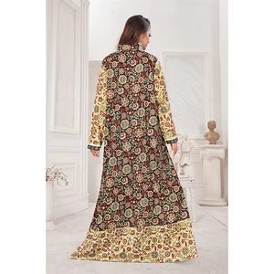 Robe longue kaftan en coton blanc de Dubaï pour femmes, col en V, manches longues, jalabiya marocaine, abaya tendance, style turc et arabe - Product Image 3