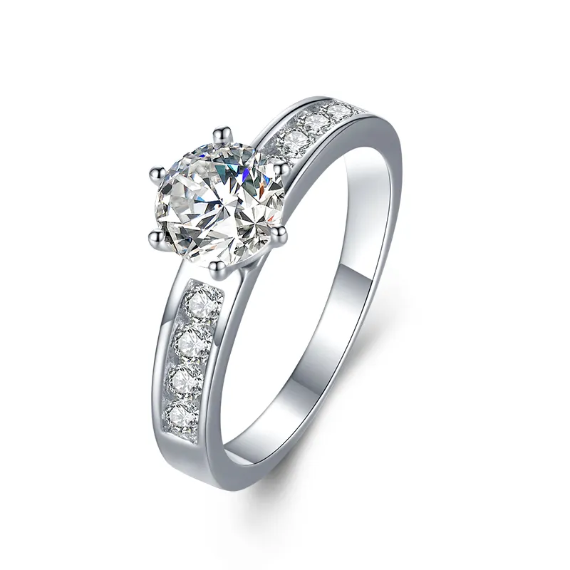 Romantic Women Jewelry Wedding Engagement Ring 5A Zircon Diamond 925 Sterling Silver Ring