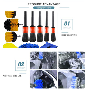 Kit de 26 brosses de detailing automobile, <span class=keywords><strong>brosse</strong></span> à neige, brosses de nettoyage pour <span class=keywords><strong>perceuse</strong></span>, tampons éponge de polissage, outils de nettoyage pour l'intérieur et l'extérieur de la voiture - Product Image 2