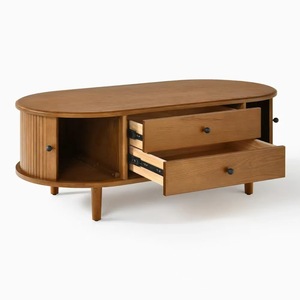 Mesa de Centro de Madera Maciza Premium con Puerta de Cadena, Mueble de Almacenamiento Espacioso Personalizable para Sala de Estar - Product Image 5