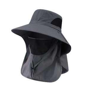 Chapeaux Bob d'été en gros, couleur unie, style pêcheur, à large bord, avec voile anti-UV, pour le sport, les loisirs et les voyages - Product Image 1