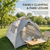 Grande tente de camping automatique à double porte et double fenêtre, 4 saisons, simple couche, Oxford, revêtement argenté, abri extérieur