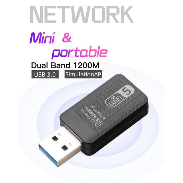 Toplinkst CE ROHS 2.4ghz&5.8ghz Wifi Network Card Dual Band USB 3.0 Wifi Dongle for PC RTL8812BU 1300Mbps WiFi Adapter