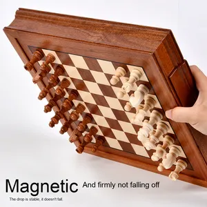 Tabuleiro de Xadrez de Mesa em Madeira Maciça Personalizado de Alta Qualidade Jogo de Tabuleiro Interativo para Pais e Filhos com Gaveta para Presente - Product Image 3