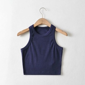 OEM/ODM 통기성 캐주얼 여성의 작물 탱크 탑 사용자 정의 로고 짧은 소매 스트레치 일반 골지 면 스포츠 조끼 핫 세일 - Product Image 6