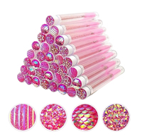 Brosse à cils jetable en gros avec manche pailleté et tubes de rangement, plusieurs couleurs disponibles, brosse de nettoyage pour extensions de cils