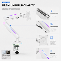 Bras de moniteur de jeu ergonomique RGB à alimentation directe d'usine avec ressort à gaz et rotation à 360 degrés