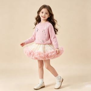 <span class=keywords><strong>Pull</strong></span> en tricot pour filles, automne et hiver 2026, nouveau style coréen, <span class=keywords><strong>petite</strong></span> étoile, couleur unie, jupe moelleuse pour <span class=keywords><strong>petite</strong></span> fille, ensemble deux pièces en <span class=keywords><strong>maille</strong></span> - Product Image 3