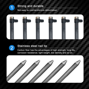 Многофункциональный прочный завод углеродное волокно трубка углеродное волокно палатка <span class=keywords><strong>Peg</strong></span> портативный Ветрозащитный углеродное волокно Кемпинг гвоздь - Product Image 5