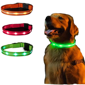 OEM 및 ODM <span class=keywords><strong>LED</strong></span> 조명 안전 발광 목걸이 애완 동물 용품 조정 가능한 폴리 에스테르 개 목걸이 - Product Image 1