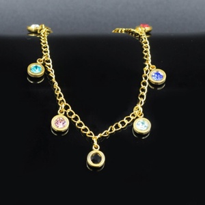 สร้อยข้อเท้าสแตนเลสสตีลชุบทองคำแท้ 18k แบบเกาหลี ประดับลูกเหล็ก - Product Image 5