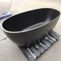 Baignoire de baignoire en résine artificielle de luxe autoportante personnalisée noire mate en pierre acrylique à surface solide