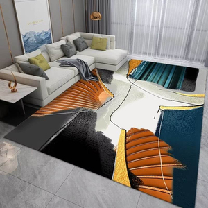 <span class=keywords><strong>Tappeto</strong></span> Moderno di Lusso Astratto Blu e Oro, Antiscivolo, Lavabile, Morbido, Grande, per Soggiorno e Arredamento Casa - Product Image 4