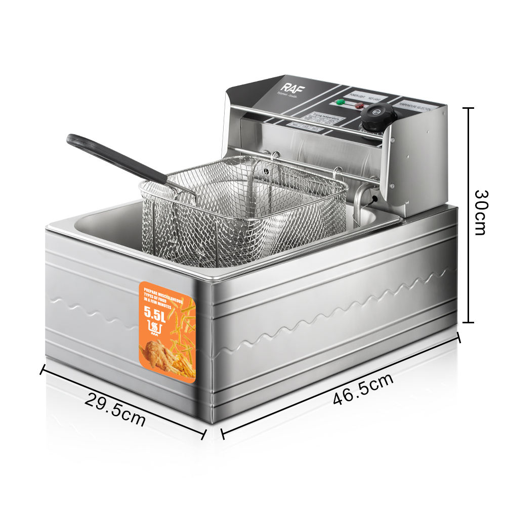 RAF Commercial 5.5L Stainless Steel Deep Fryer for Home Cooking