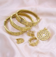 Parure de mariée style Dubaï en laiton, collier et bracelet pour mariages et fêtes, cadeau pour les mariées africaines et indiennes, plaqué or ionique
