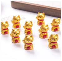 Vente en gros de figurines de chat porte-bonheur en résine, faites à la main et peintes à la main, style japonais Maneki Neko, miniatures pour maison de poupée, décoration de paysage, cadeau