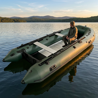 Bateau pneumatique pliable de sport en PVC vert et noir de 5 m pour 10 personnes