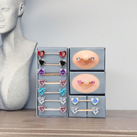 Xinfocus Offre Spéciale Sexy coeur Zircon mamelon anneau mode femmes hommes mamelon Piercing bijoux en acier inoxydable corps Piercing bijoux