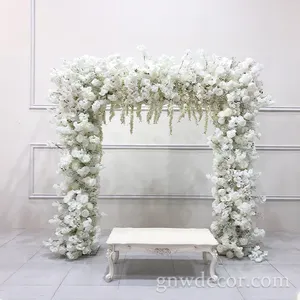 GNW artificial white rose with Hydrangea wedding arch decorated flower metal arch for wedding background wedding decoration