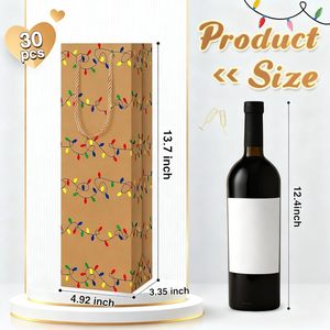 Sacchetto Regalo per Vino con Luci Natalizie Marroni, Borsa per Bottiglia di Vino con Manico per Regali di Ringraziamento, Confezione Regalo di Natale, Accessori per Matrimonio - Product Image 3