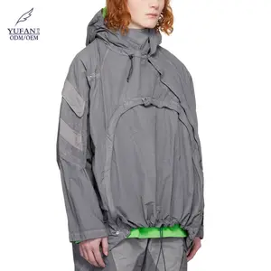 YuFan jaket gabarine katun Taffeta nilon kerut datar celup garmen dapat disesuaikan jaket berkualitas gaya jalanan tinggi