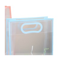 Sac de transport réutilisable en PP dépoli transparent avec soufflet de fond, poignée à patch sérigraphié, personnalisable pour l'emballage commercial
