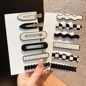 Barrettes à <span class=keywords><strong>cheveux</strong></span> sans pli personnalisables avec logo, blanches et noires, barrettes plates en acétate <span class=keywords><strong>pour</strong></span> le maquillage, sans pli, <span class=keywords><strong>pour</strong></span> <span class=keywords><strong>cheveux</strong></span> - Product Image 2