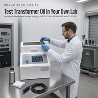 Testeur automatique de tension de rupture d'huile isolante pour transformateur, analyseur de tension de rupture d'huile isolante 80 KV AC220V ASTM D1816 IEC60156