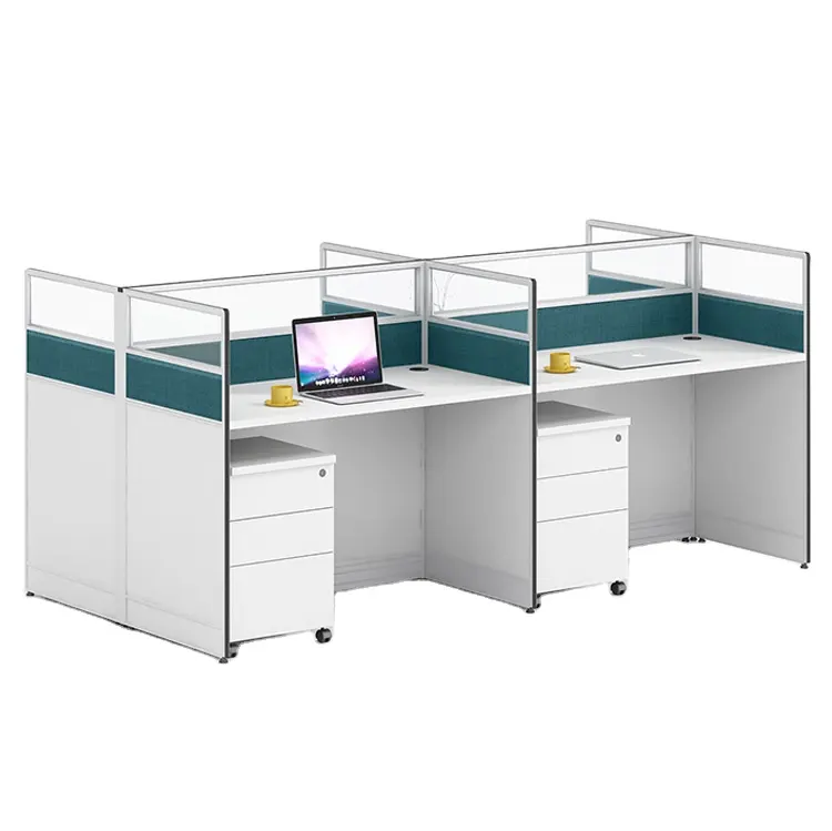 Più nuovo disegno di figura 4-sedili mobili workstation da ufficio modulare con divisorio di vetro