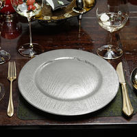 Assiette de présentation de 13 pouces pour mariage, 1 pièce, nouvelle, durable, plusieurs couleurs, en plastique, motif personnalisé de luxe pour mariages, hôtels et fêtes