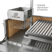 Barbecue argentin Santa Maria moderne en acier inoxydable pour l'extérieur, réglable en hauteur, avec grille de cuisson en forme de V