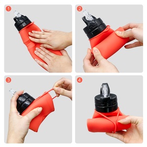 Bouteille d'eau pliable en silicone pour le sport, logo personnalisé, gourde de sport écologique, bouteille pliable en silicone pour le vélo - Product Image 4