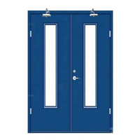Portes battantes à double battant coupe-feu en acier inoxydable, design encastré avec verre, finition moderne pour supermarché