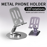 Penyangga Ponsel Universal 360 Derajat Putar, Stand Ponsel dari Aluminium Alloy untuk iPhone, Rotasi 720 Derajat, Logo Dapat Disesuaikan