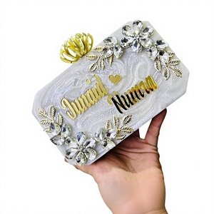 New Creative American Style Metal Pillow Shape <b>Clutch</b> Beaded <b>Pearl</b> Embroidery Chain Strap Eco-Friendly Customized Your Name - Product Image 3