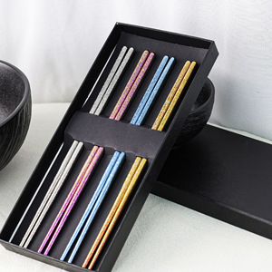 Pure <b>Titanium</b> Ice Flower Crystal Chopsticks Set 4 Pairs Gift Box Portable For Home Outdoor Camping - Product Image 1