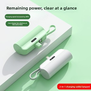 Nuova Tendenza <span class=keywords><strong>Elettronica</strong></span>: Power Bank Mini Capsula con Cavo Integrato, Compatto e Portatile, 5000mAh 10W, Batteria agli Ioni <span class=keywords><strong>di</strong></span> Litio - Product Image 2