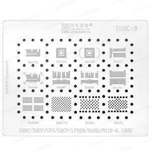 Amaoe EMMC3 BGA Stencil BGA162 153, 169, 221, 186, 254 EMMC memoria Flash <span class=keywords><strong>IC</strong></span> Reball soldadura estaño planta neto de acero de soldadura de malla de calor - Product Image 1